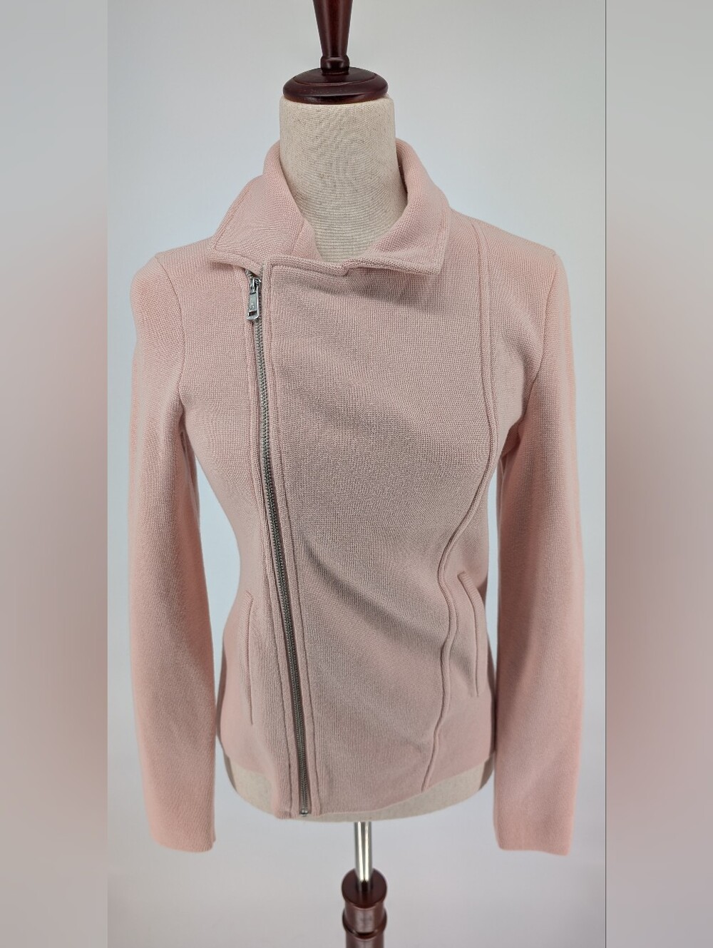 Lauren Ralph Lauren Dusty Pink Moto Jacket Asymmetrical Zip Medium Tailored Mini